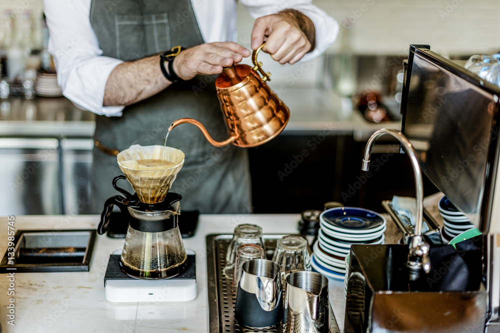 Barista Prepare Coffee Working Order Concept