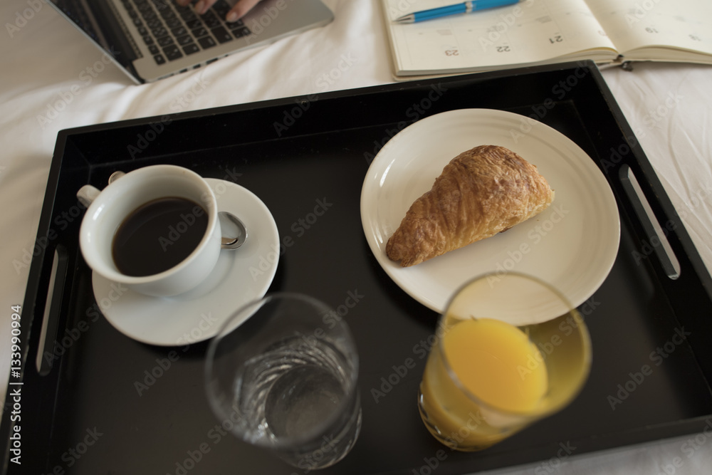 Croissant, orange juice, coffee