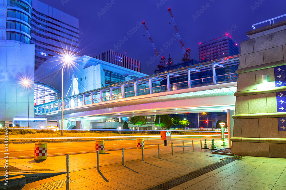 Cityscape of Yokohama city at night, Japan