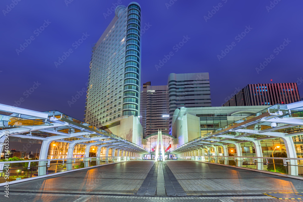 Cityscape of Yokohama city at night, Japan