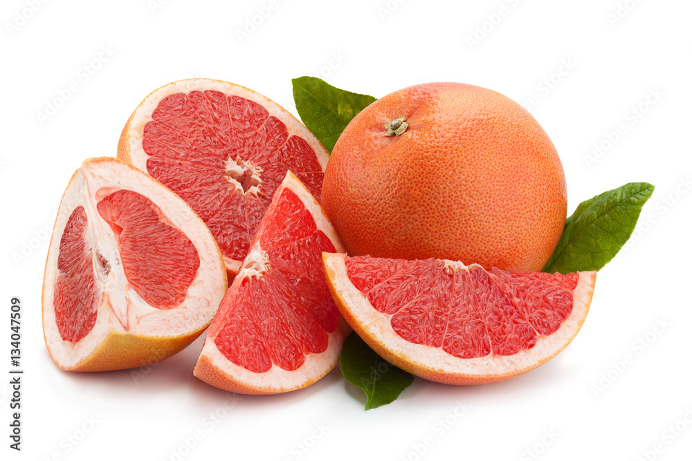 Orange grapefruit on white