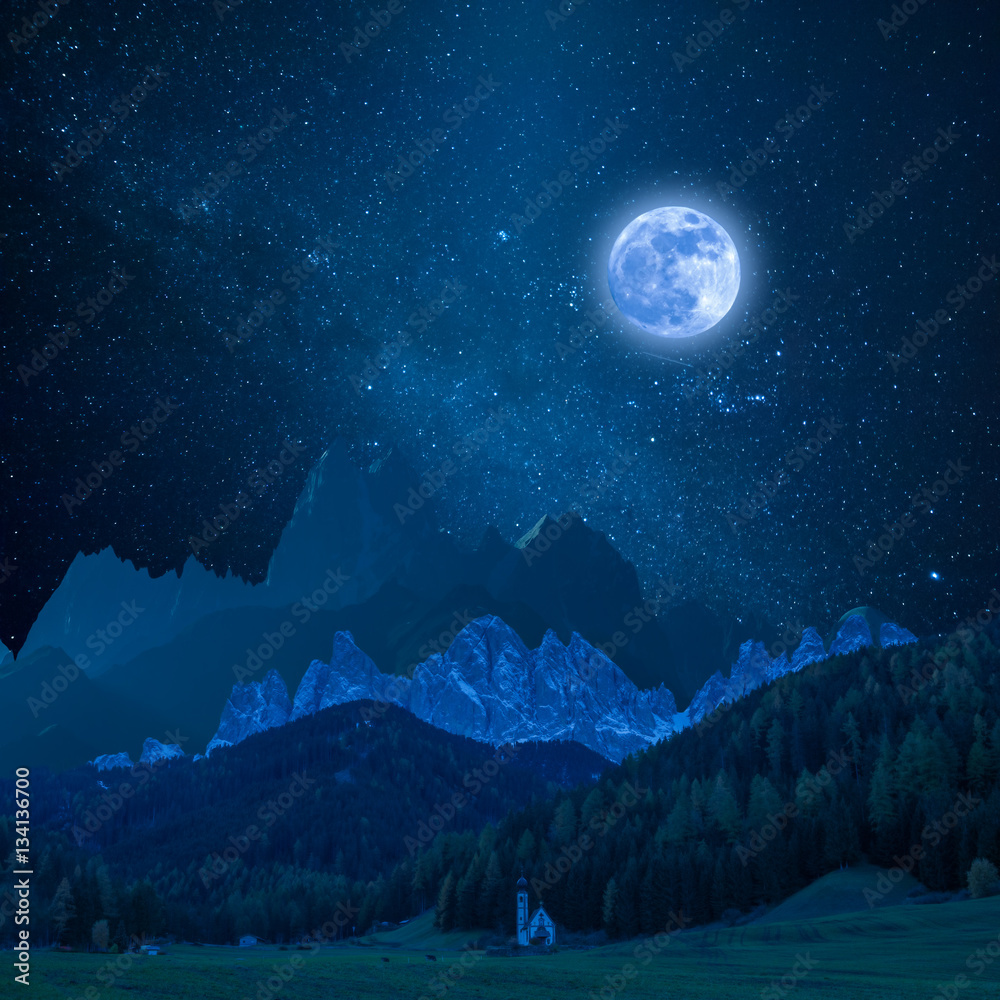 Mountain in Moon Light