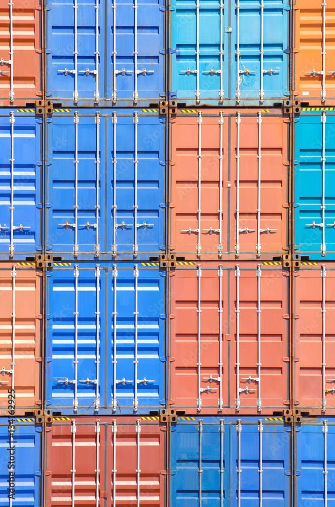 Multicolor of Cargo container stack at container yerd area