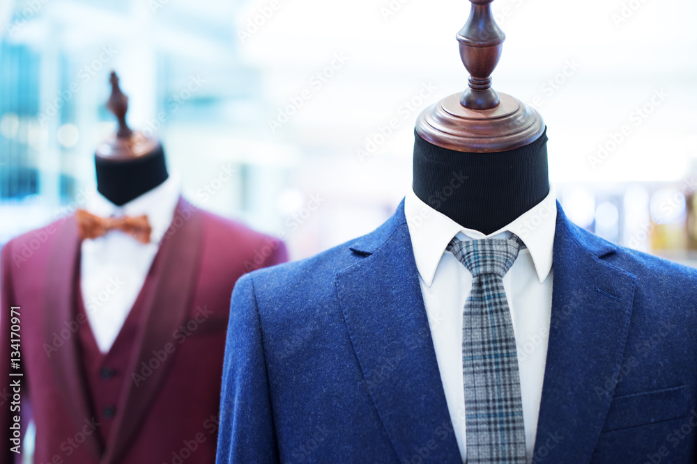 businessman suit on model in shopping mall