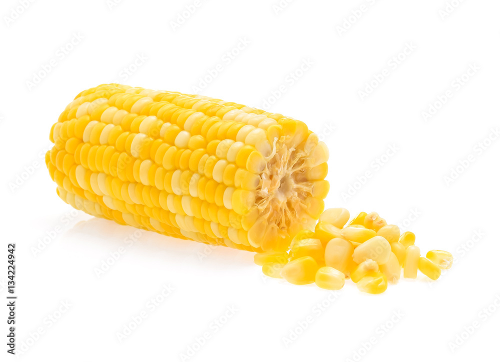 Sweet corn isolated on white background.