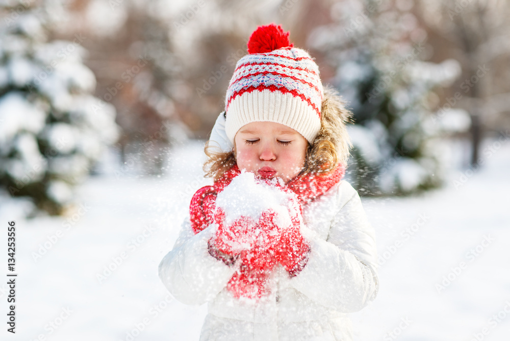 happy child on a winter walk