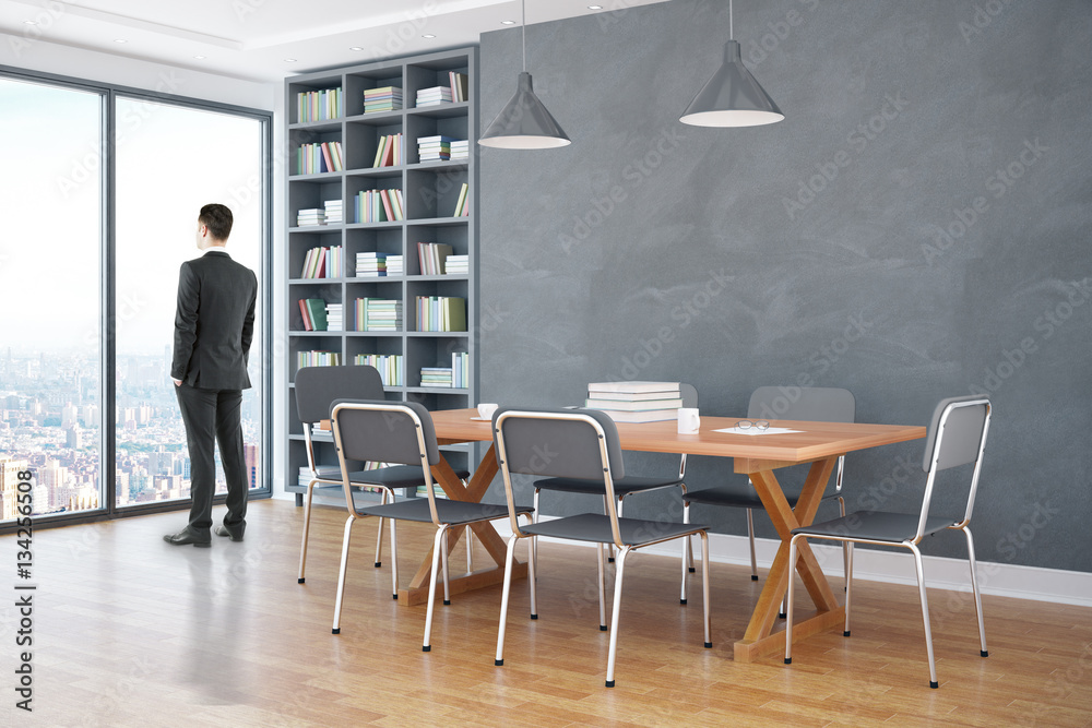 businessman in modern library