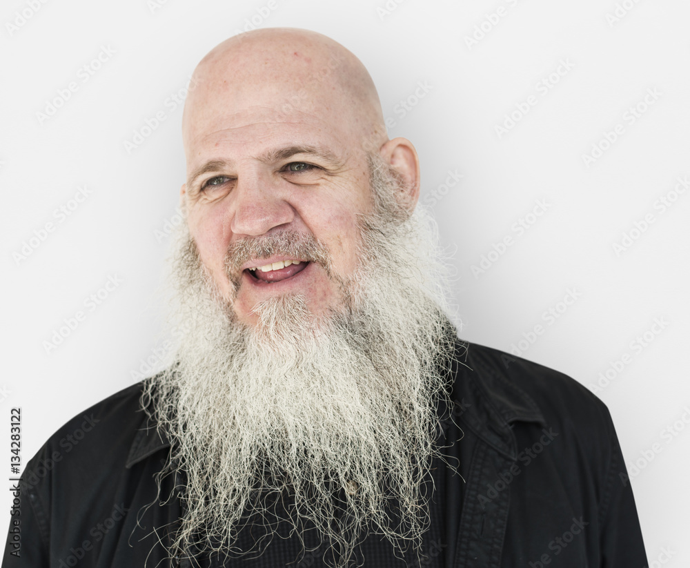 Men Adult Long Beard Bald Head Smile