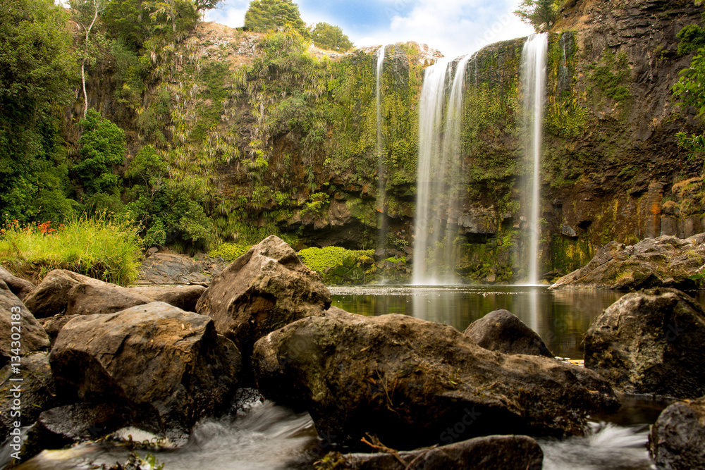 Beautifull waterfall landscape in the bush near Whangarei, New Zealand