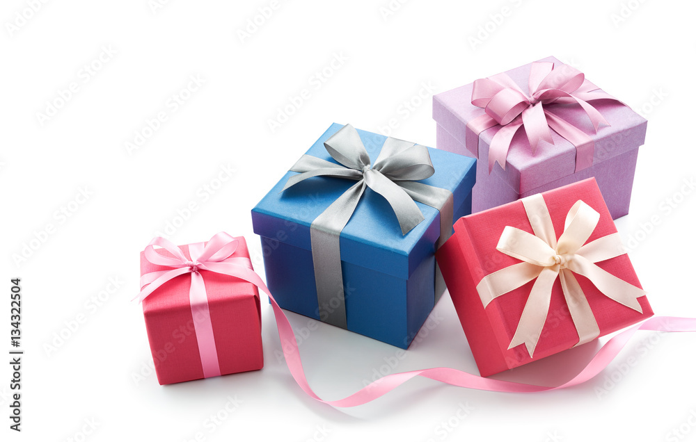 Gift box with ribbon isolated on white background - Clipping Path included