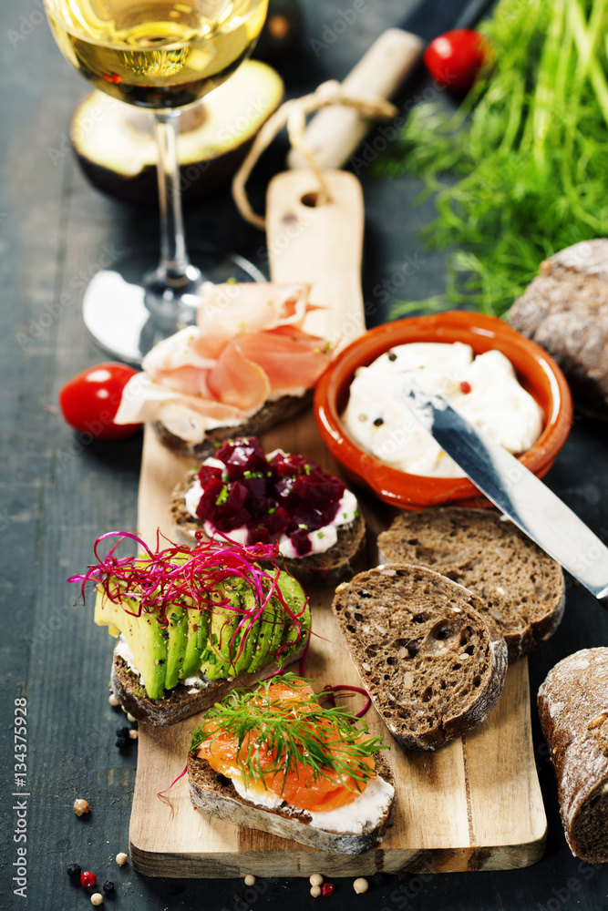 Tasty rye bread sandwiches