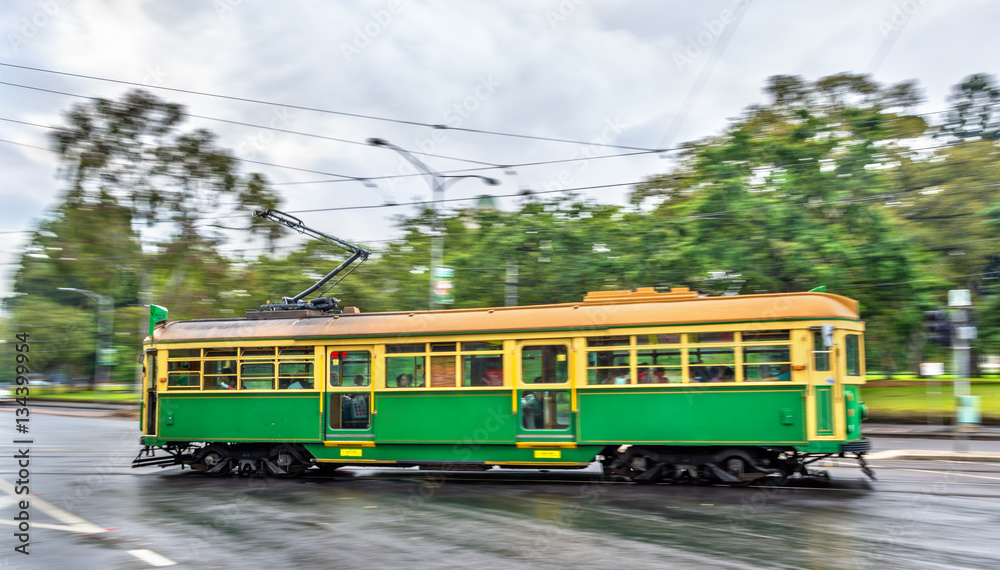 Heritage tram on La Trobe Street in Melbourne, Australia