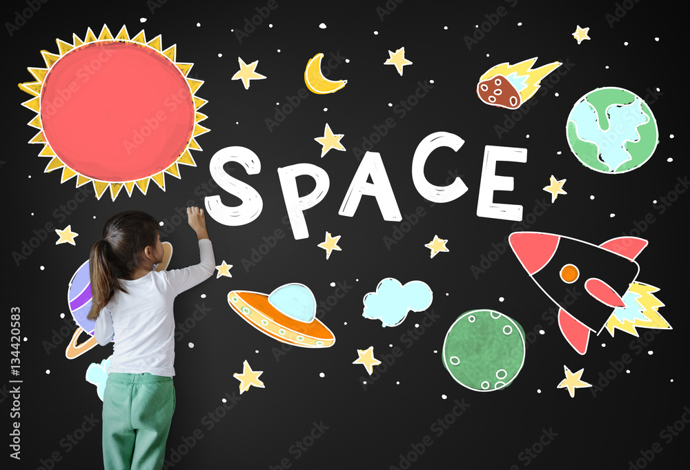 Outer Space Icons Drawing Graphics Concept