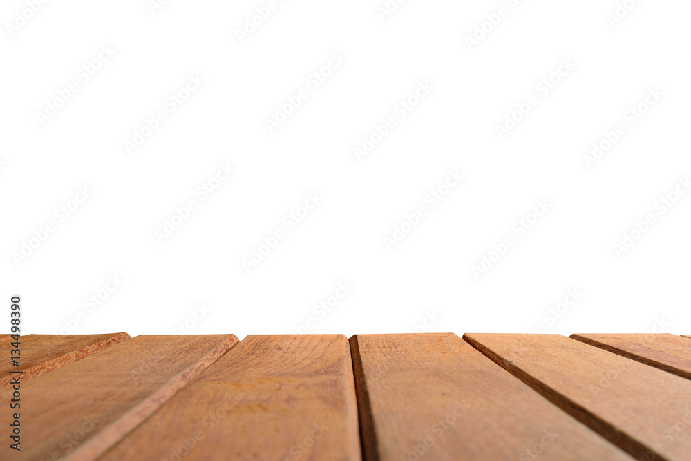 Wood table top  isolated on white background