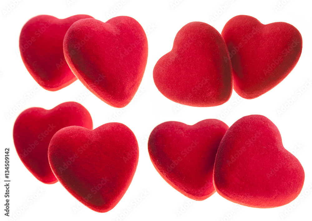 Red hearts isolated on white background