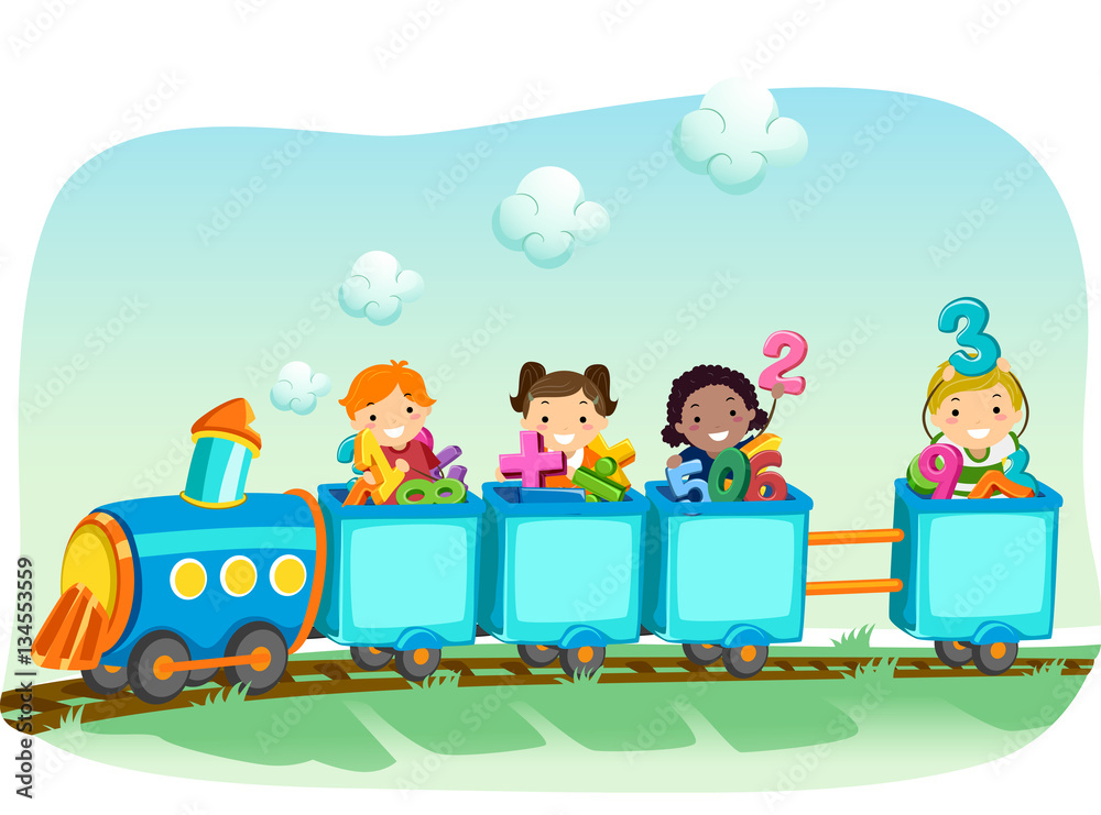 Stickman Kids Math Train Numbers