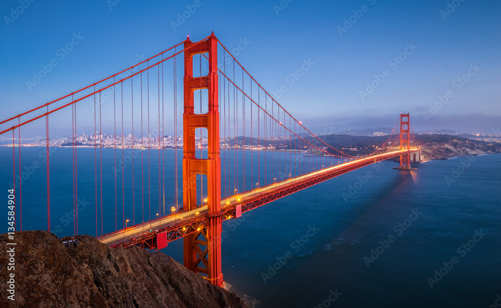 Golden Gate Bridge in twilight, San Francisco, California, USA