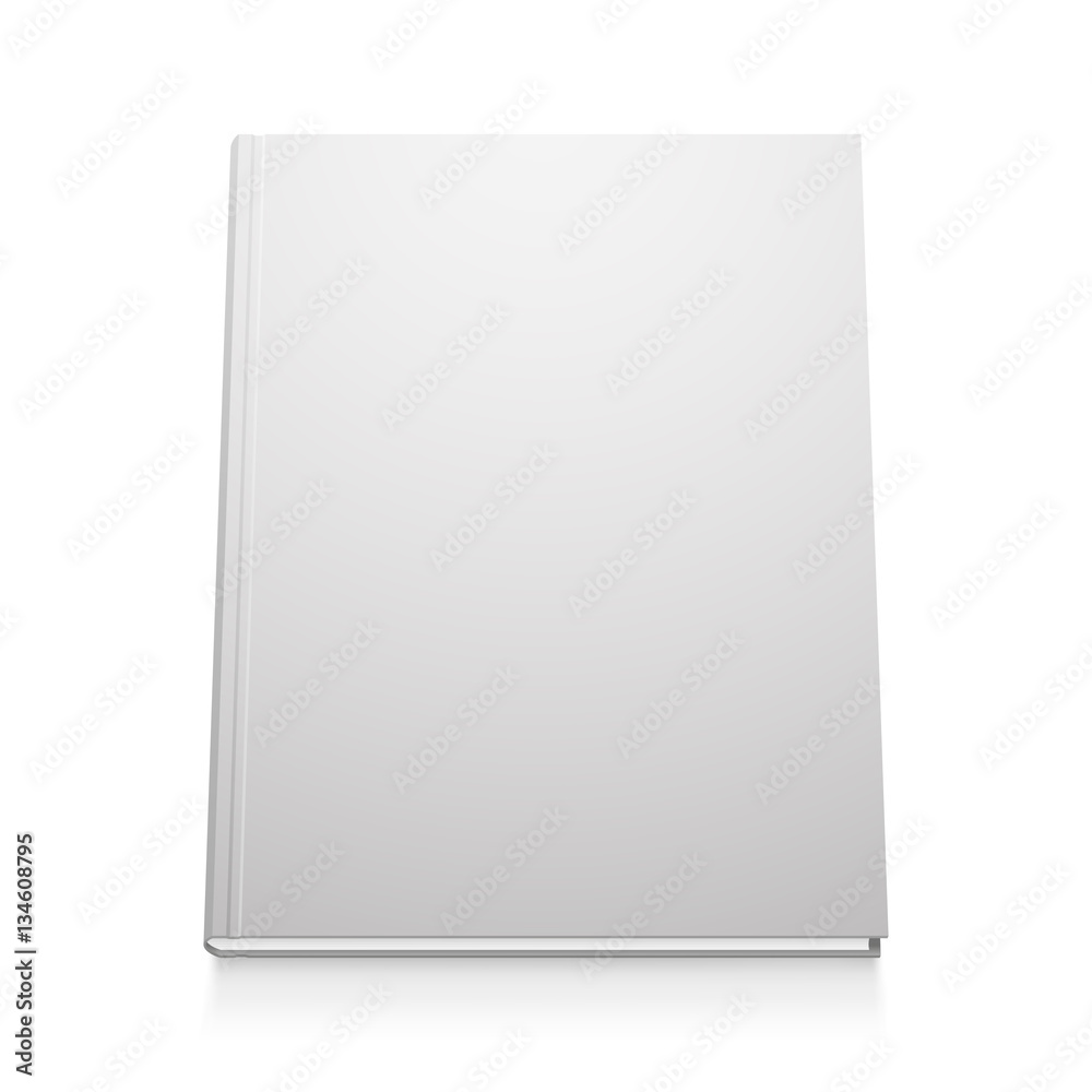 Vector white book template, realistic design, isolated illustration