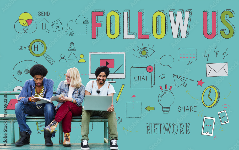 Follow Us Social Network Connect Social Media Concept