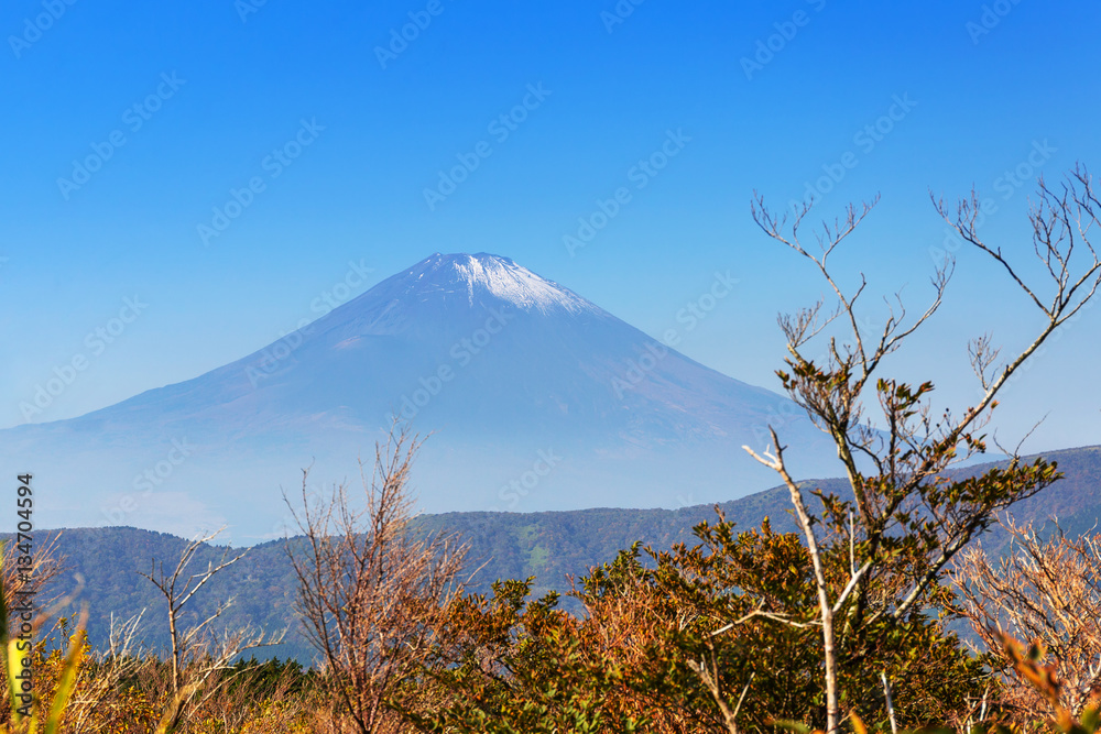 Mount Fuji. An active volcano and the highest mountain in Japan