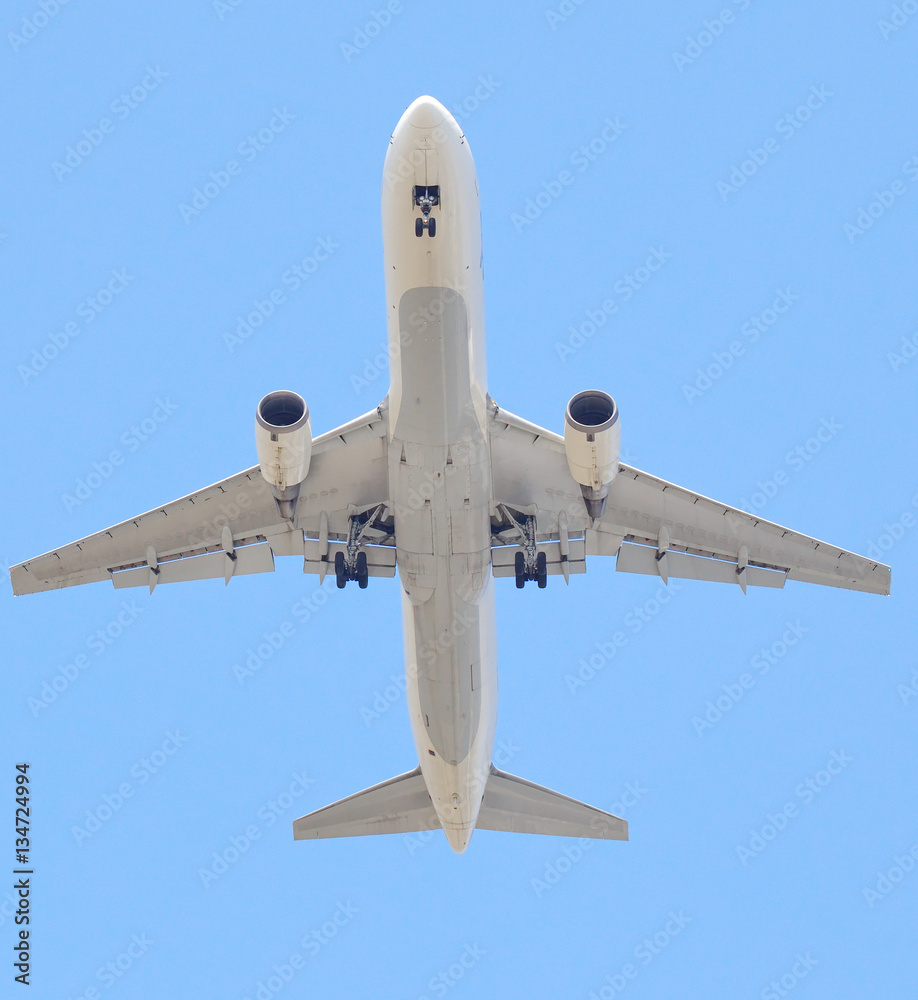 Close - up Commercial aircraft after take off