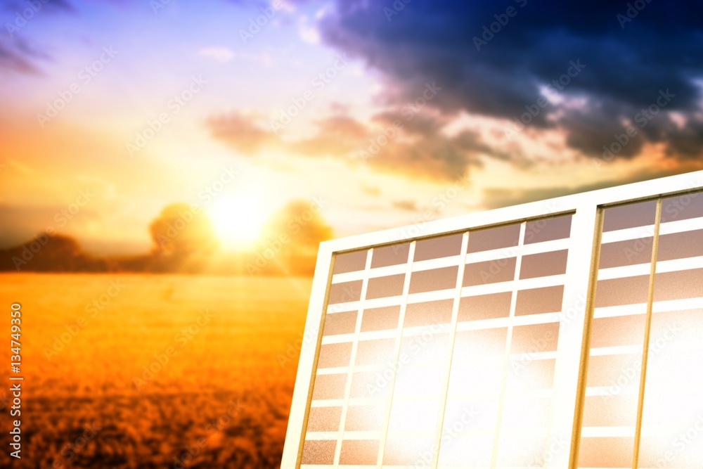 Composite image of illuminated solar panel 3d