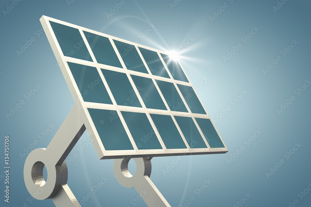 Composite image of solar panel with stand 3d