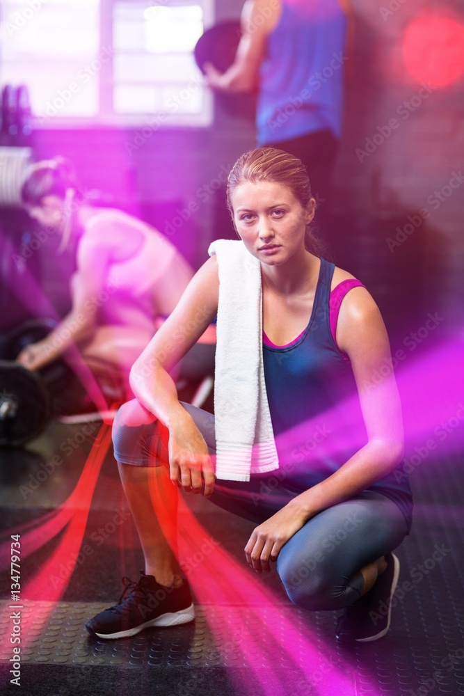 Portrait of serious woman in gym