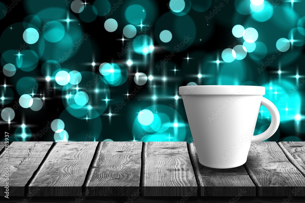 Composite image of digitally generated image of tea cup 3d