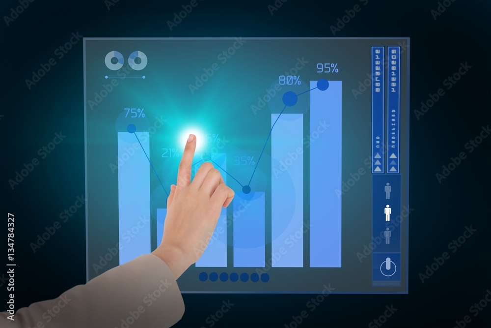 Composite image of businesswoman pointing