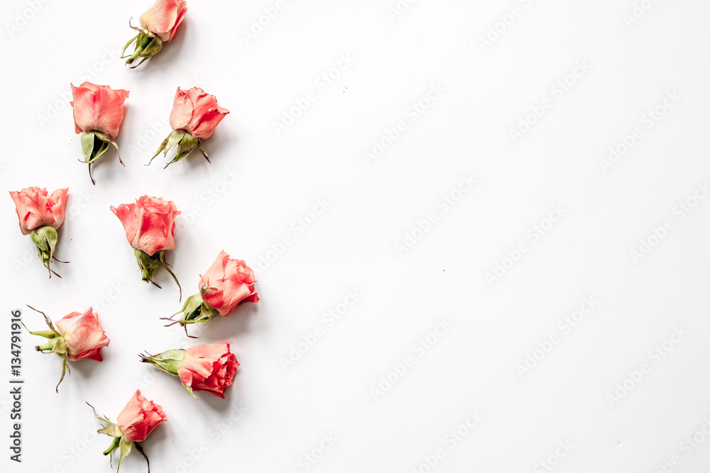 pattern of flowers on white background top view mock up