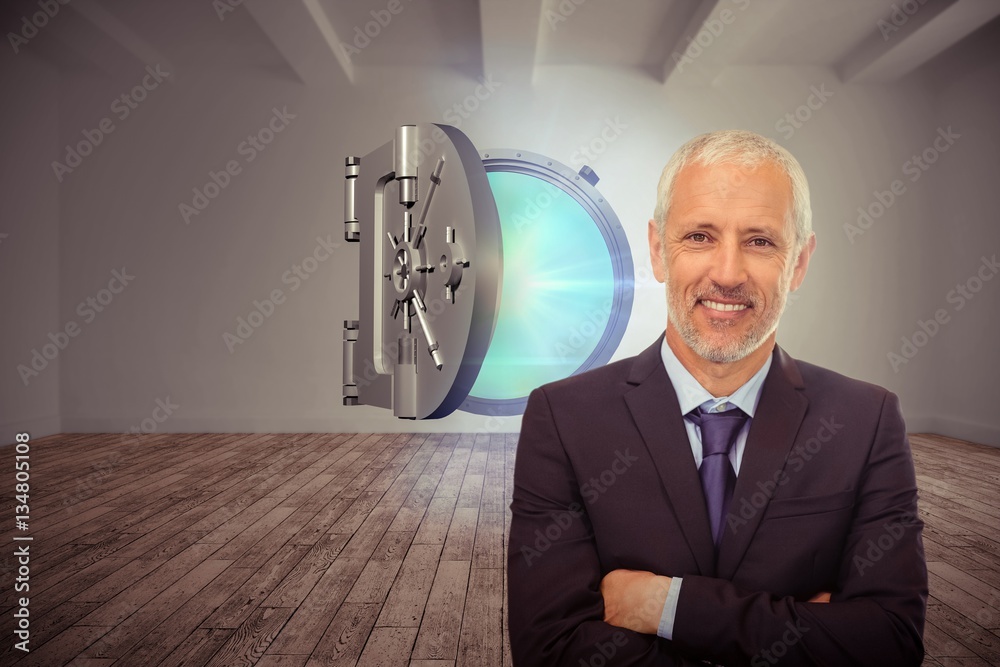 Composite image of portrait of happy businessman