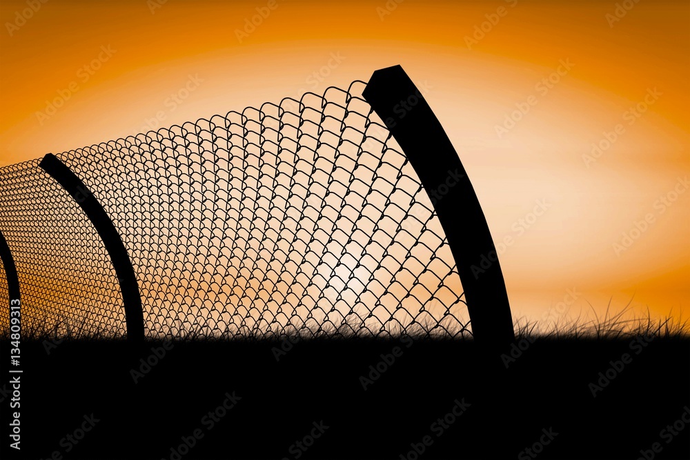 Composite image of chainlink fence by white background 3d