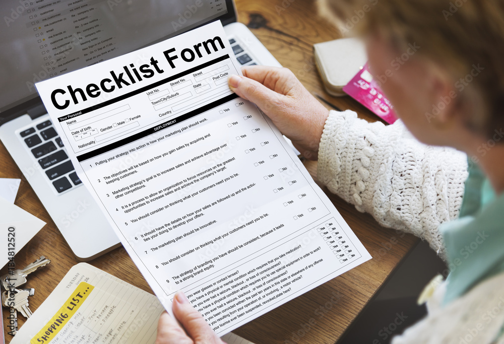 Checklist Form Document Data Information Contract Concept