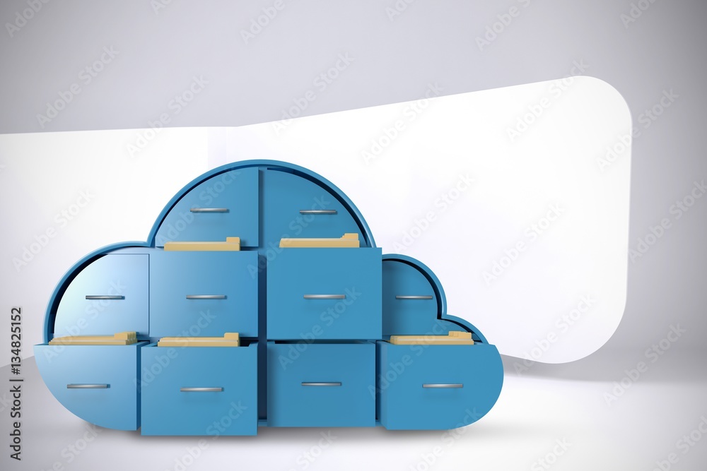 Composite image of blue drawers in cloud shape