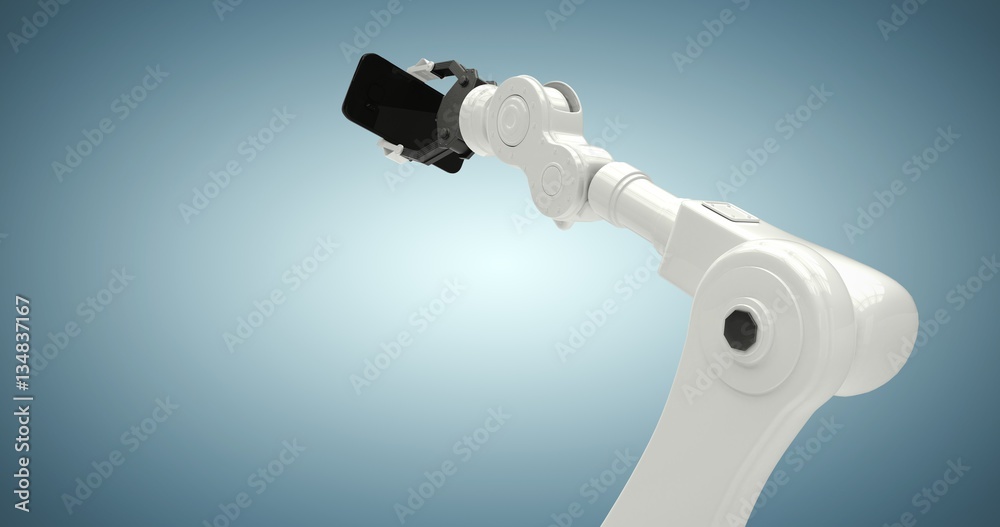 Composite image of composite image of robot with mobile phone 3d