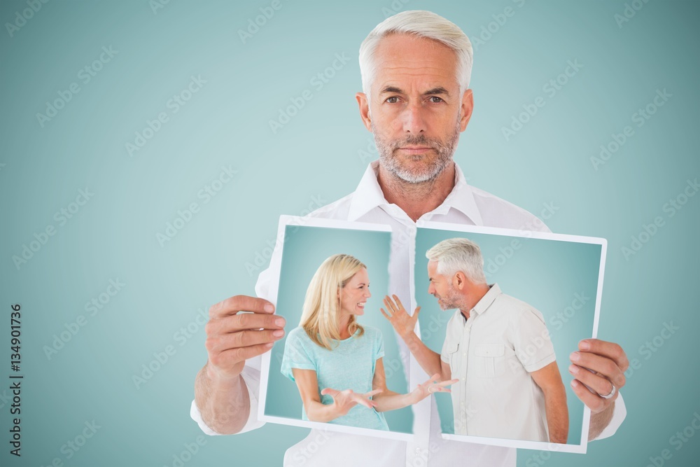 Composite image of unhappy couple having an argument 