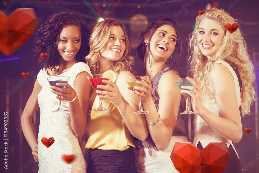 Composite image of pretty girls with cocktails