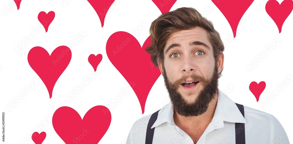 Composite image of portrait of surprised hipster