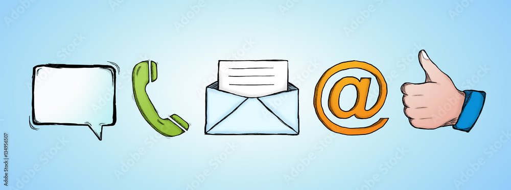 Hand drawn manuscript contact icons