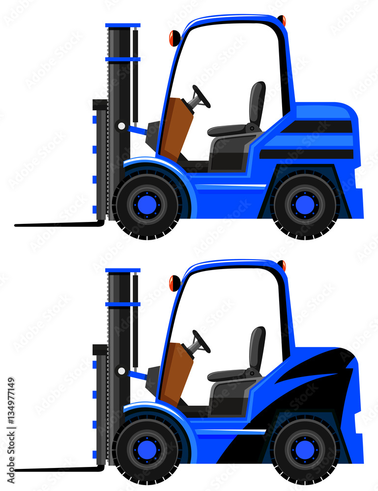 Two designs on blue forklifts