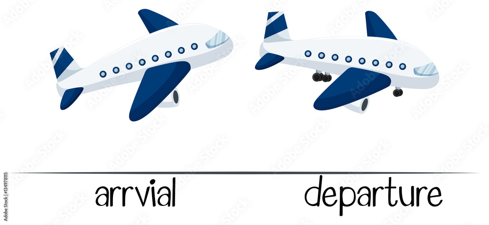 Opposite words for arrival and departure