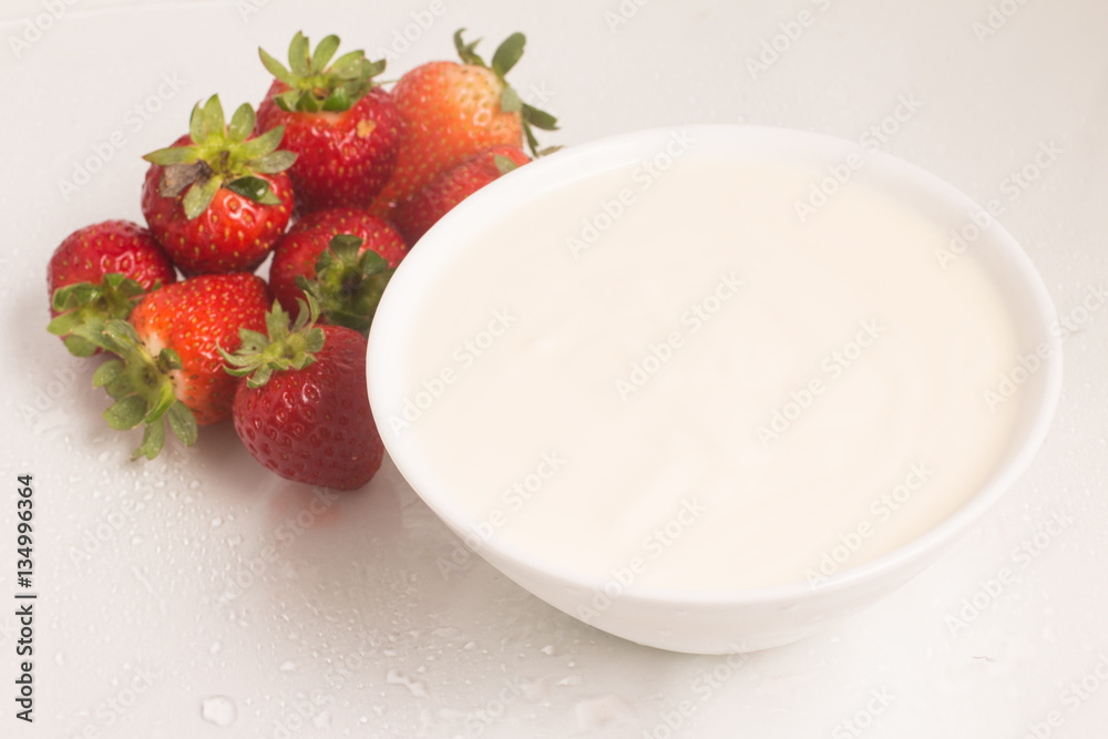 Fresh Strawberries with yogurt