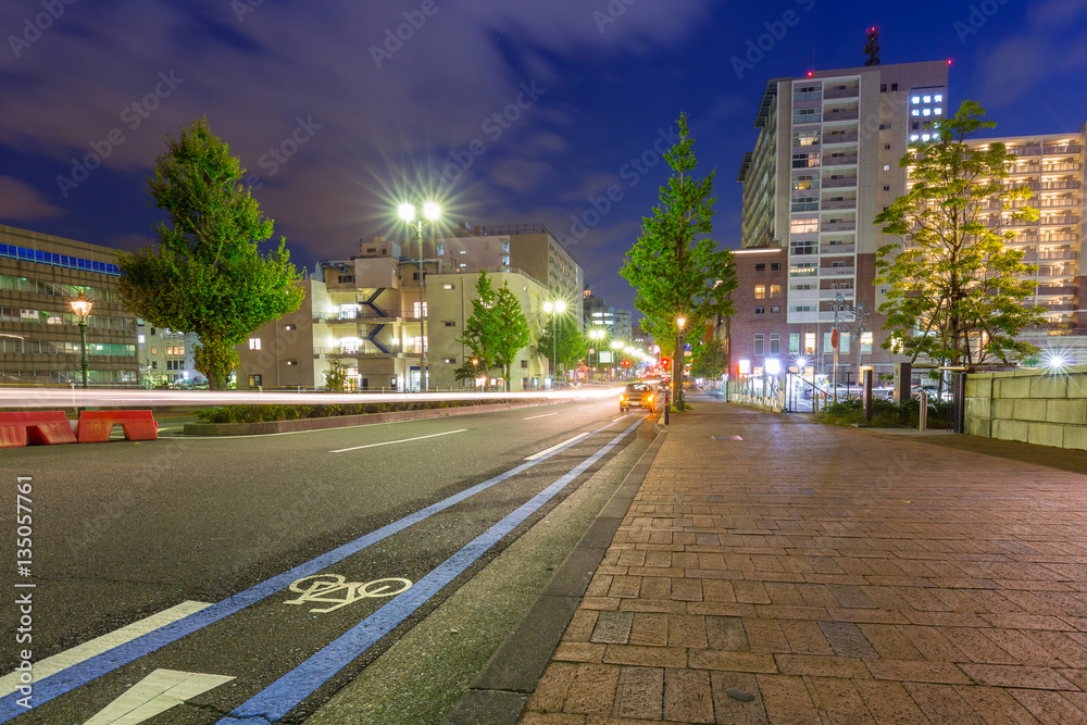 日本横滨夜晚的城市景观