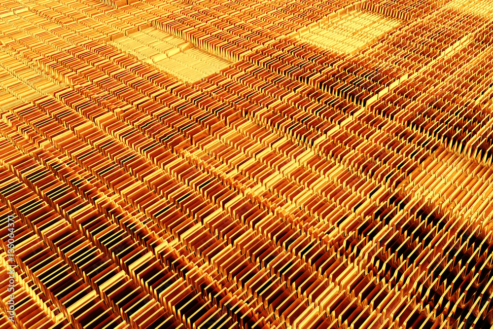 Abstract Golden Bars background. 3d Rendering