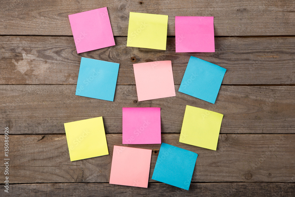 sticky notes on the blank blackboard