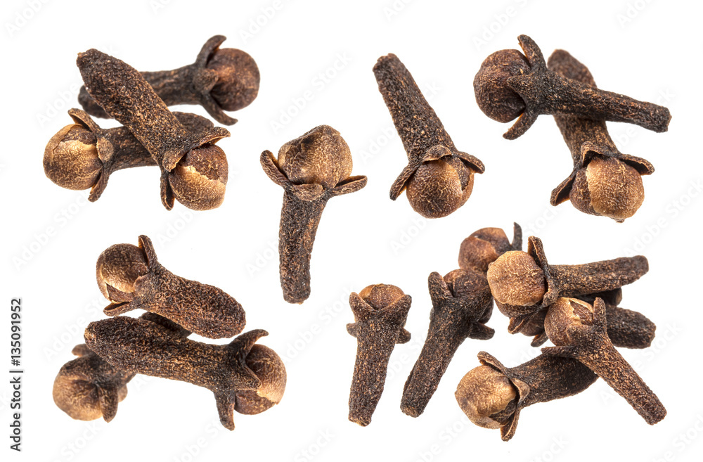 Dry cloves on white background