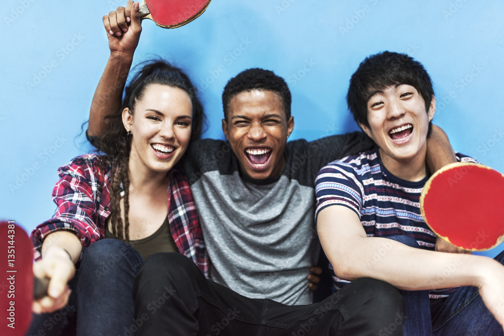 Table Tennis Ping-Pong Friends Sport Concept