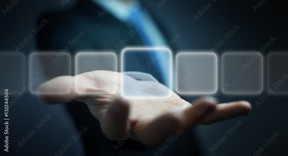 Businessman surfing on internet with digital tactile interface 3