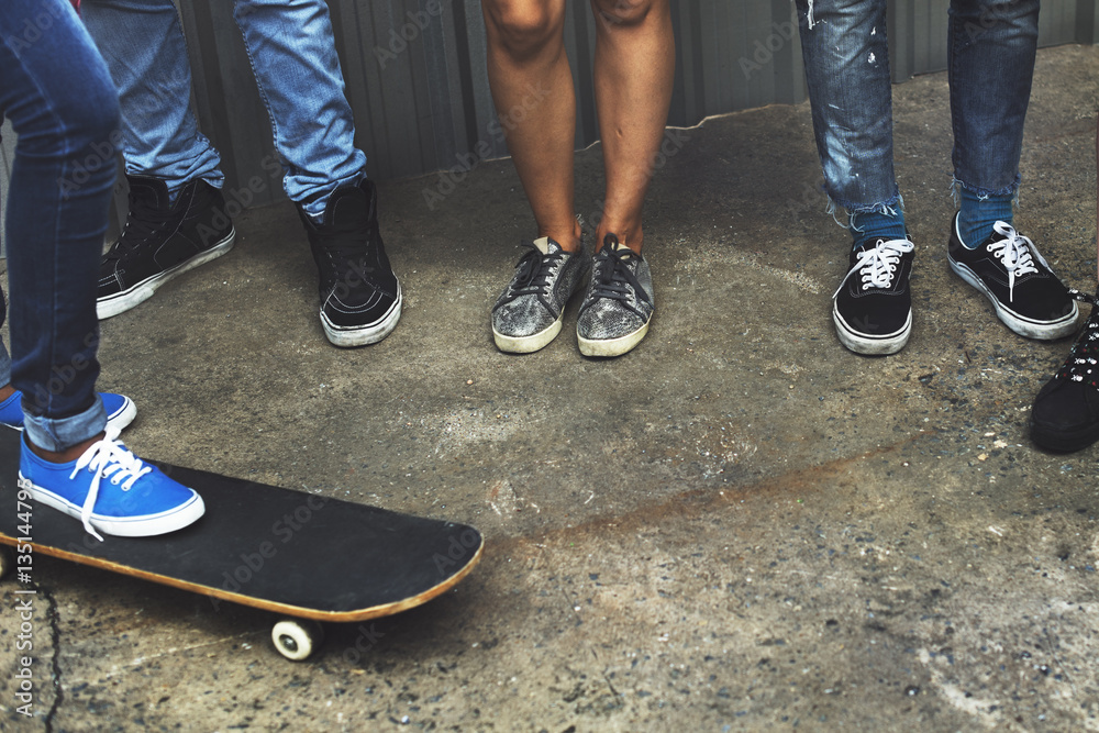 People Friendship Skateboard Extreme Sport Team Concept